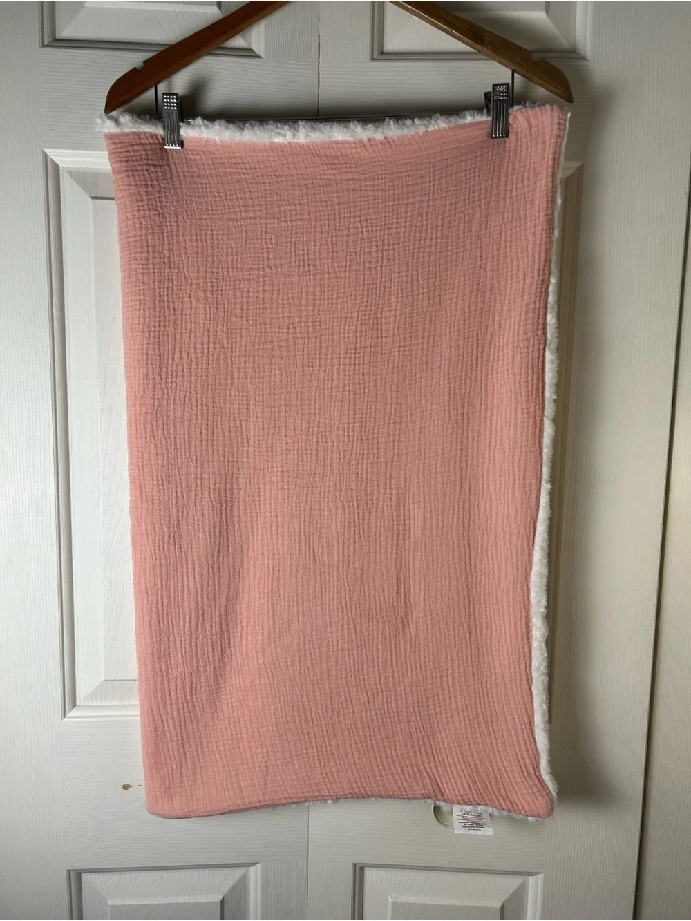 Zicoto Pink White Baby Blanket Muslin Cotton Sherpa Reversible Lovey